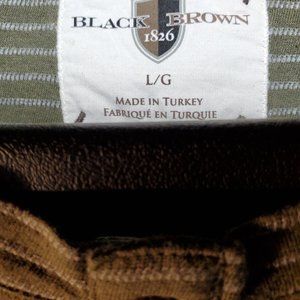 Men's Henley Style by Black Brown 1826 / Color Olive with Horizontal Pin Strip S